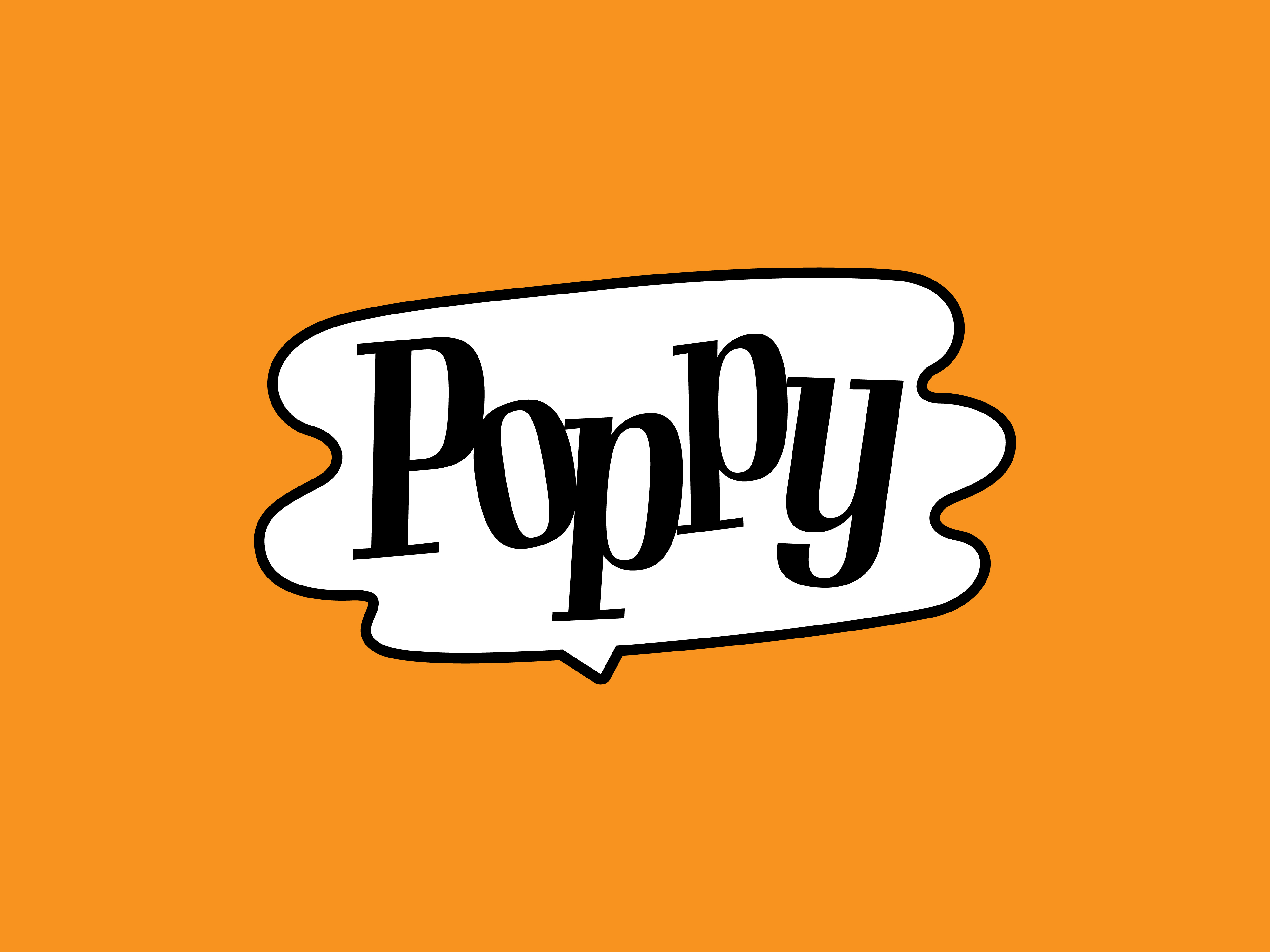 Poppyのロゴ、テーマカラーである黄色の背景