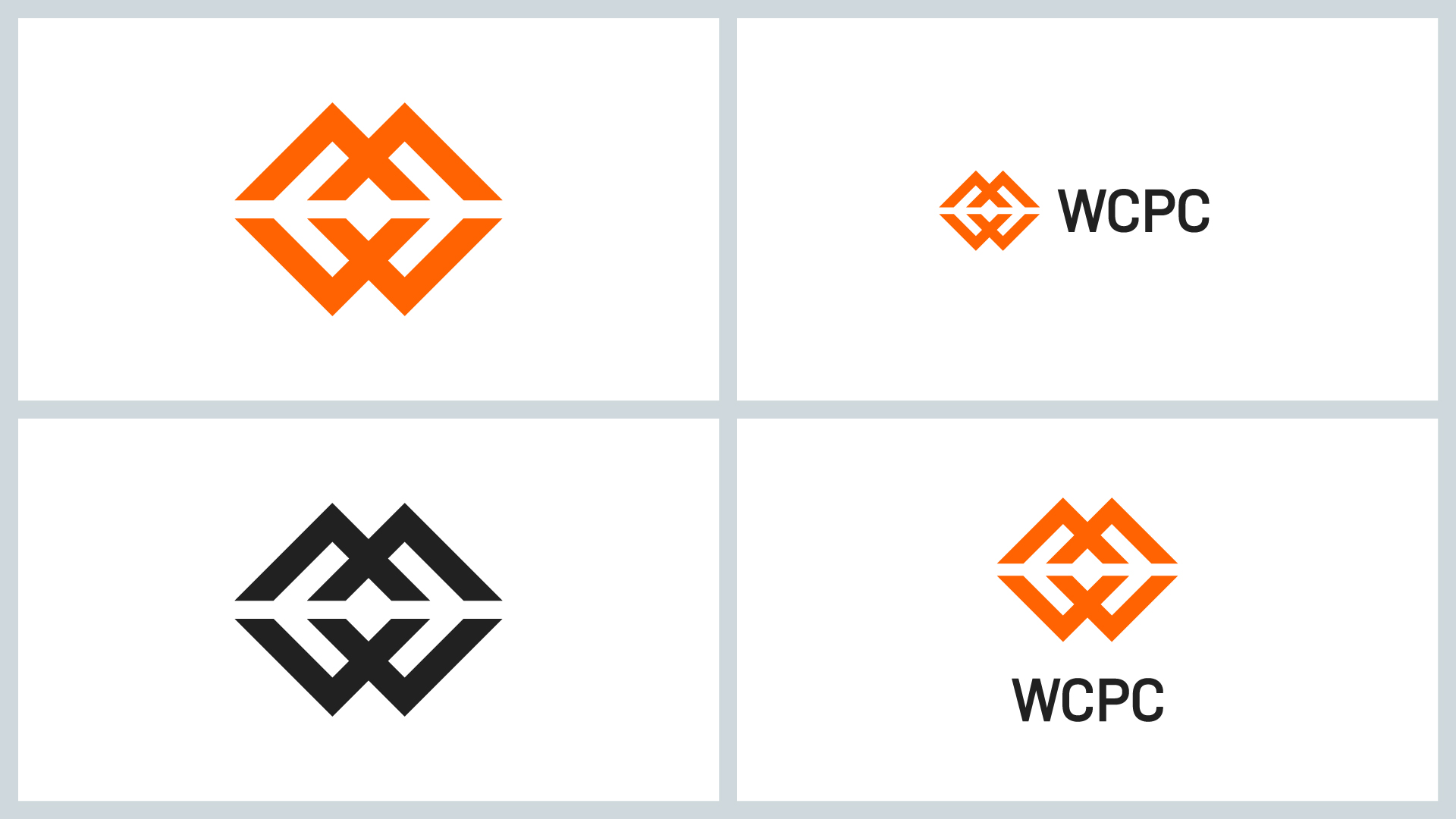 WCPCのロゴ、カラー版やモノクロ版、文字ありバージョンなど